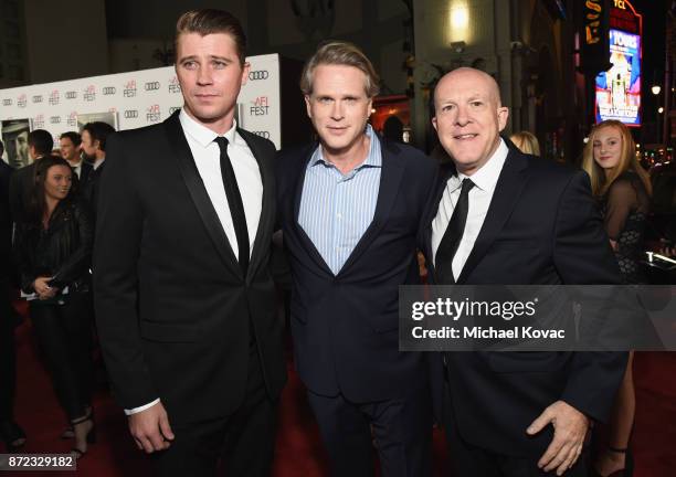 Garrett Hedlund, Cary Elwes, and Cassian Elwes attend the screening of Netflix's "Mudbound" at the Opening Night Gala of AFI FEST 2017 Presented By...