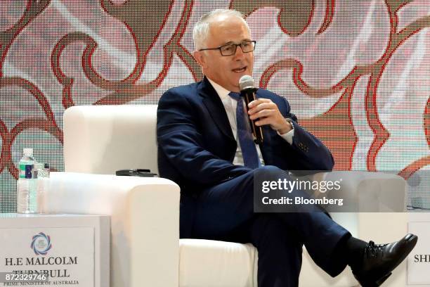 Malcolm Turnbull, Australia's prime minister, speaks during the Asia-Pacific Economic Cooperation CEO Summit in Danang, Vietnam, on Friday, Nov. 10,...