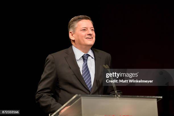 Honoree Ted Sarandos accepts Patron of the Artists Award onstage at the SAG-AFTRA Foundation Patron of the Artists Awards 2017 at the Wallis...