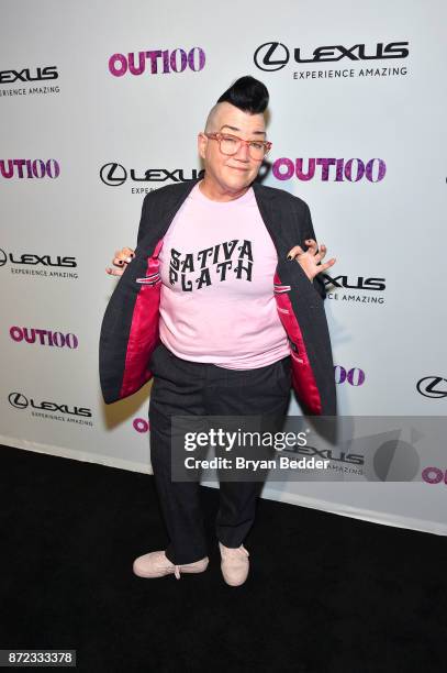 Actress Lea DeLaria attends OUT Magazine #OUT100 Event presented by Lexus at the the Altman Building on November 9, 2017 in New York City.