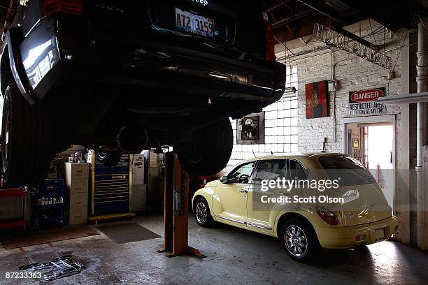Car awaits repairs in the service department at the Balzekas Chrysler dealership May 14, 2009 in Chicago, Illinois. The dealership, which has been in...