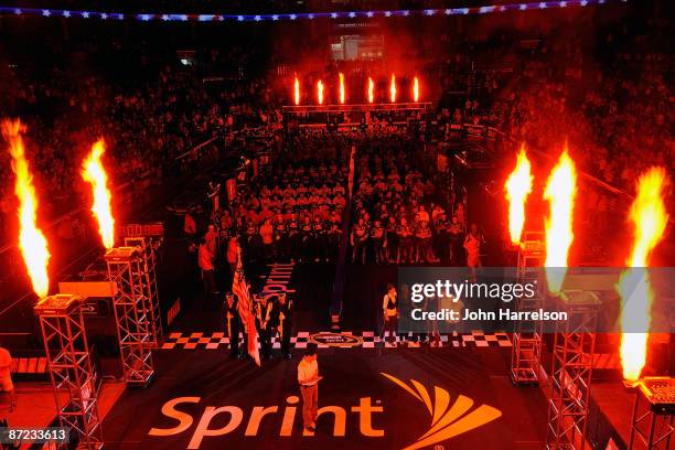 Nascar Sprint Cup Teams are introduced during the NASCAR Sprint Pit Crew Challenge on May 14, 2009 at Time Warner Cable Arena in Charlotte, North...