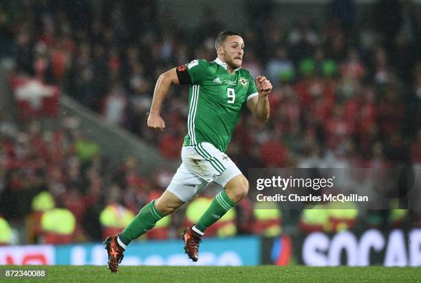 Conor Washington of Northern Ireland during the FIFA 2018 World Cup Qualifier Play-Off first leg between Northern Ireland and Switzerland at Windsor...