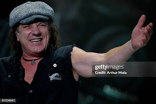 Brian Johnson of AC/DC performs live in concert during their "Black Ice" Tour at the Rogers Centre on November 7, 2008 in Toronto, Canada.