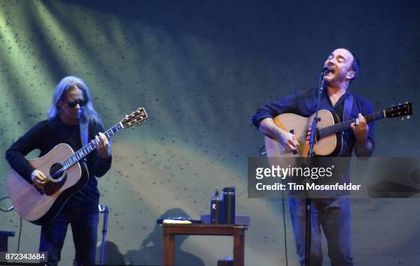 Tim Reynolds and Dave Matthews perform during Band Together Bay Area Fire Benefit Concert at AT&T Park on November 9, 2017 in San Francisco,...