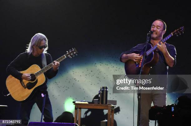 Tim Reynolds and Dave Matthews perform during Band Together Bay Area Fire Benefit Concert at AT&T Park on November 9, 2017 in San Francisco,...