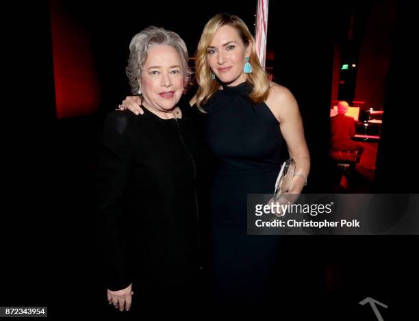 Kathy Bates and Honoree Kate Winslet attend the SAG-AFTRA Foundation Patron of the Artists Awards 2017 at the Wallis Annenberg Center for the...