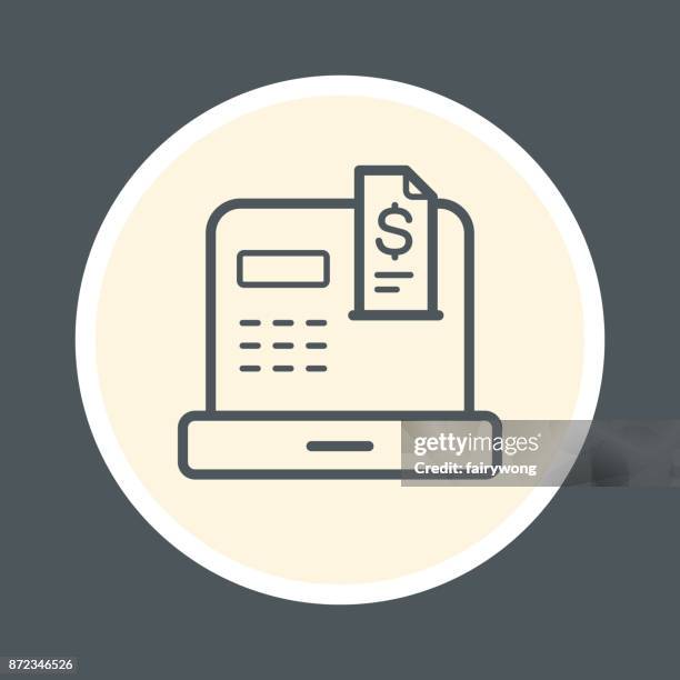 cash register icon - adding machine tape stock illustrations