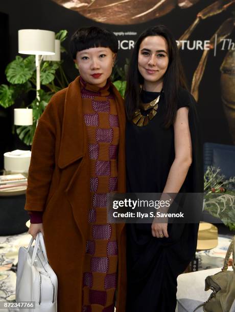 JiaJia Fei and Megan Grehl attend Surface Celebrates The Moooi x Gentle Monster Collaboration With A Private Dinner on November 9, 2017 in New York...