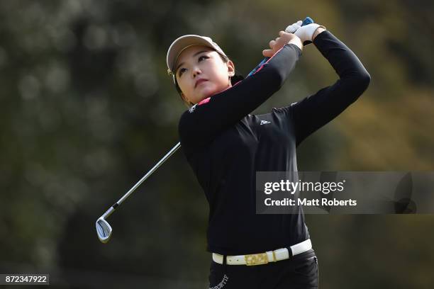 Yuting Seki of China plays her approach shot on the 3rd hole during the first round of the Itoen Ladies Golf Tournament 2017 at the Great Island Club...