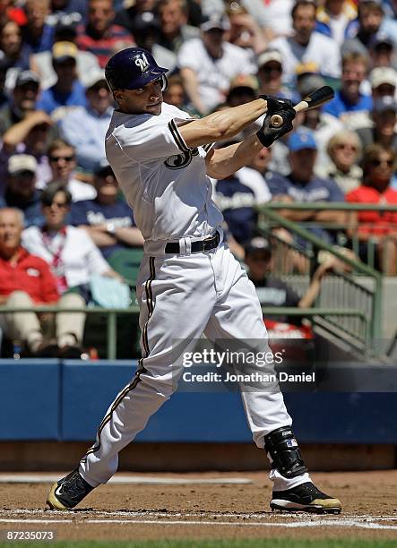 Ryan Braun of the Milwaukee Brewers takes a swing against the Florida Marlins on May 14, 2009 at Miller Park in Milwaukee, Wisconsin. The Brewers...