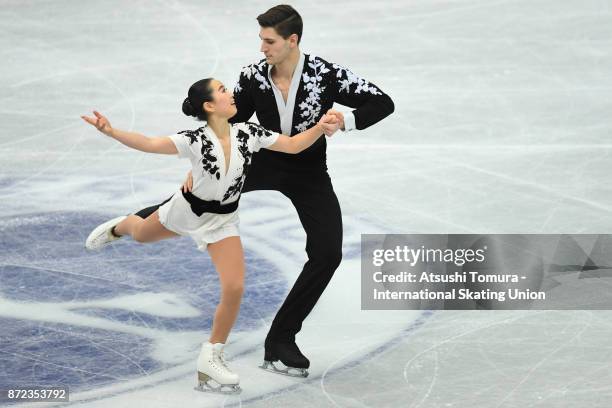 Sumire Suto and Francis Boudreau-Audet of Japan compete in the Pairs short program during the ISU Grand Prix of Figure Skating at on November 10,...