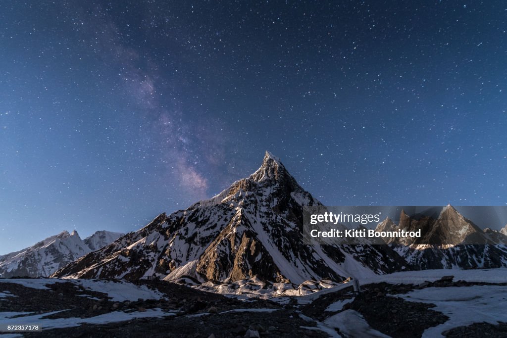 Milky way over Mitre peak on the way to K2 base camp, Pakistan