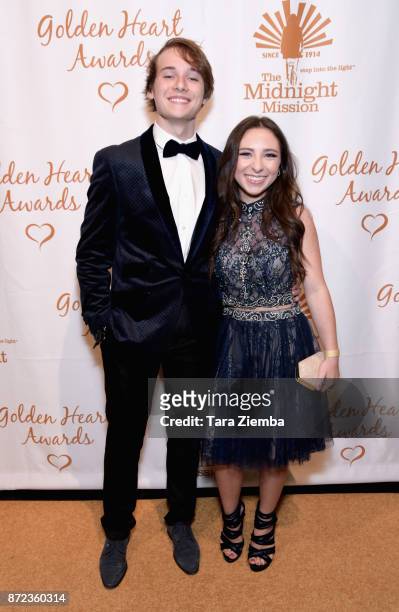 Actors C.J. Valleroy and Ava Cantrell attend The Midnight Mission's Golden Heart Awards Gala at the Beverly Wilshire Four Seasons Hotel on November...