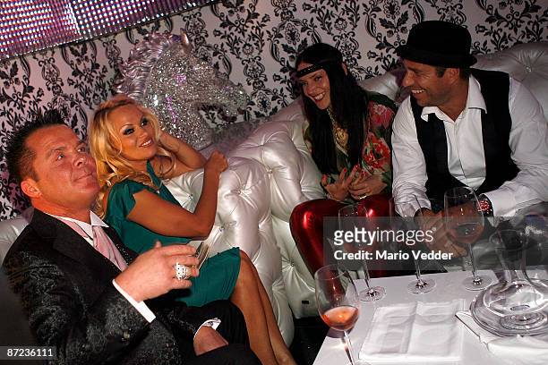 Marcus Prinz von Anhalt, actress Pamela Anderson, Mila Wiegand and her boyfriend sports editor Kai Ebel attend the "Blonde is beautiful" party hosted...