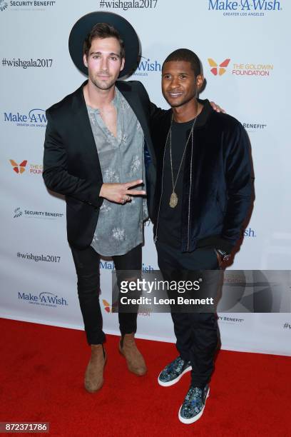 James Maslow and Usher attends the Make-A-Wish Greater Los Angeles 2017 Wish Gala at Hollywood Palladium on November 9, 2017 in Los Angeles,...