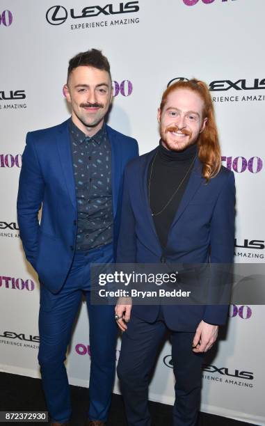 Actor Matteo Lane and guest attend OUT Magazine #OUT100 Event presented by Lexus at the the Altman Building on November 9, 2017 in New York City.