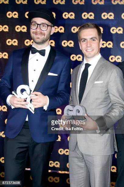 German singer and award winner Mark Forster and former German soccer player and award winner Philipp Lahm during the GQ Men of the year Award 2017...