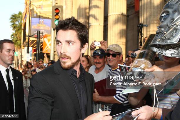 Actor Christian Bale arrives at the premiere of Warner Bros. "Terminator Salvation" at Grauman's Chinese Theatre on May 14, 2009 in Hollywood,...