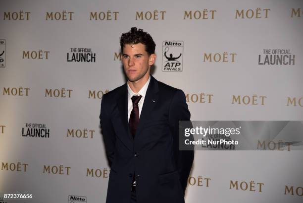 Dominic Thiem of Austria arrives at The Official Launch for ATP Finals held at the Tower of London prior to the start of ATP World Tour Finals Tennis...