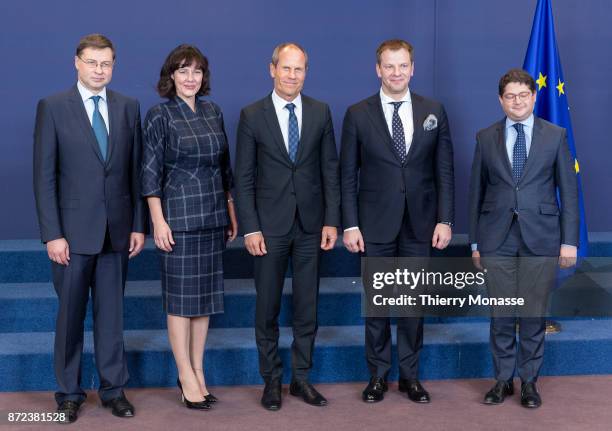 European Commissioner for Financial Stability, Financial Services and Capital Markets Union Valdis Dombrovskis, Latvian Minister of Finance Dana...