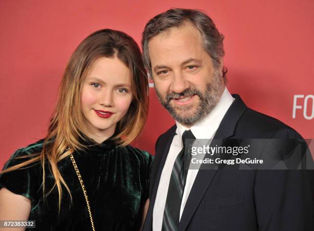 Judd Apatow and Iris Apatow arrive at the SAG-AFTRA Foundation Patron of the Artists Awards 2017 on November 9, 2017 in Beverly Hills, California.