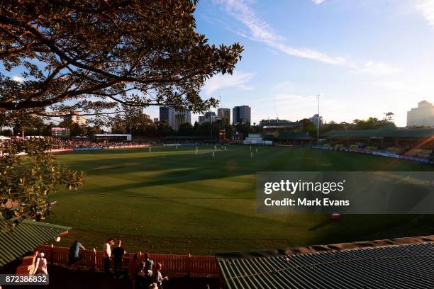 General view of North Sydney Oval with the old fig tree on the left during day two of the Women's Test match between Australia and England at North...