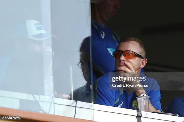 Assistant coach of CA XI Chris Rogers looks on during day three of the four day tour match between Cricket Australia XI and England at Adelaide Oval...