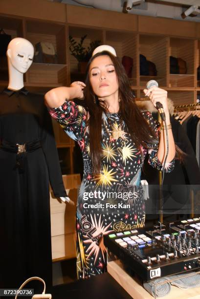 Singer Mai Lan Chapiron performs during Stephane Kelian Pop Up Store Launch at L'Exception on November 9, 2017 in Paris, France.