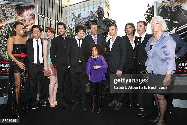 Actors Moon Bloodgood, Warner Bros. Executive Dan Lin, Bryce Dallas Howard, Christian Bale, Anton Yelchin, director McG, Jadagrace Gordy, Sam...