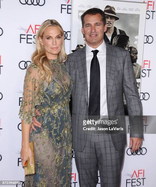 Actress Molly Sims and husband Scott Stuber attend the 2017 AFI Fest opening night gala screening of "Mudbound" at TCL Chinese Theatre on November 9,...