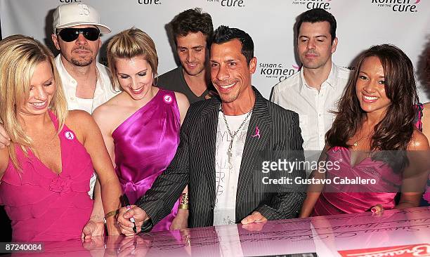 Donnie Wahlberg, Joey McIntyre, Danny Wood and Jordan Knight arrive at Danny Woods of New Kids On The Block birthday party to benefit Susan G. Komen...