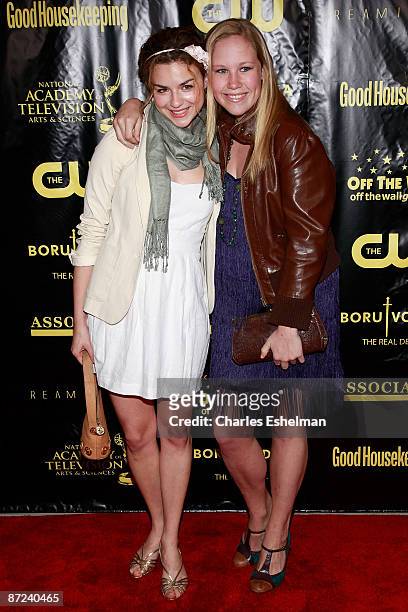 Actresses Bonnie Dennison and Caitlin Van Zandt attend the 36th annual Daytime Entertainment Emmy Awards nomination party at Hearst Tower on May 14,...