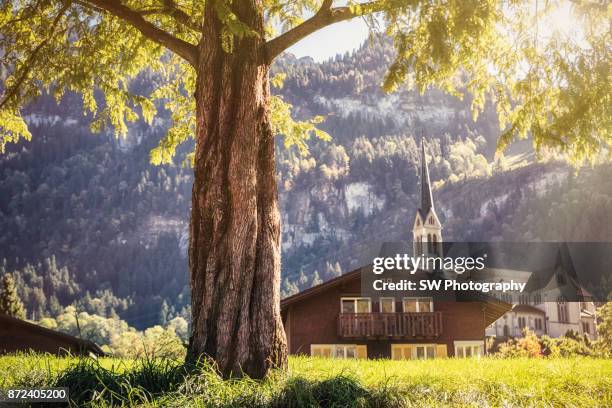 beautiful nature scene of lungern city, swizterland - lungern stock pictures, royalty-free photos & images