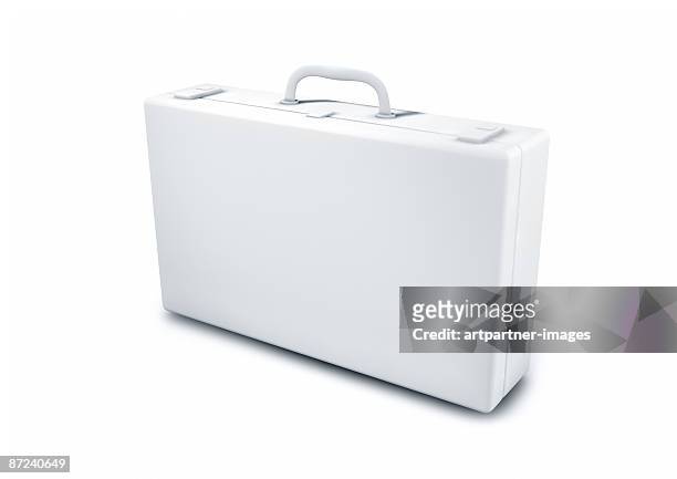 stockillustraties, clipart, cartoons en iconen met clean white suitcase  briefcase - attaché
