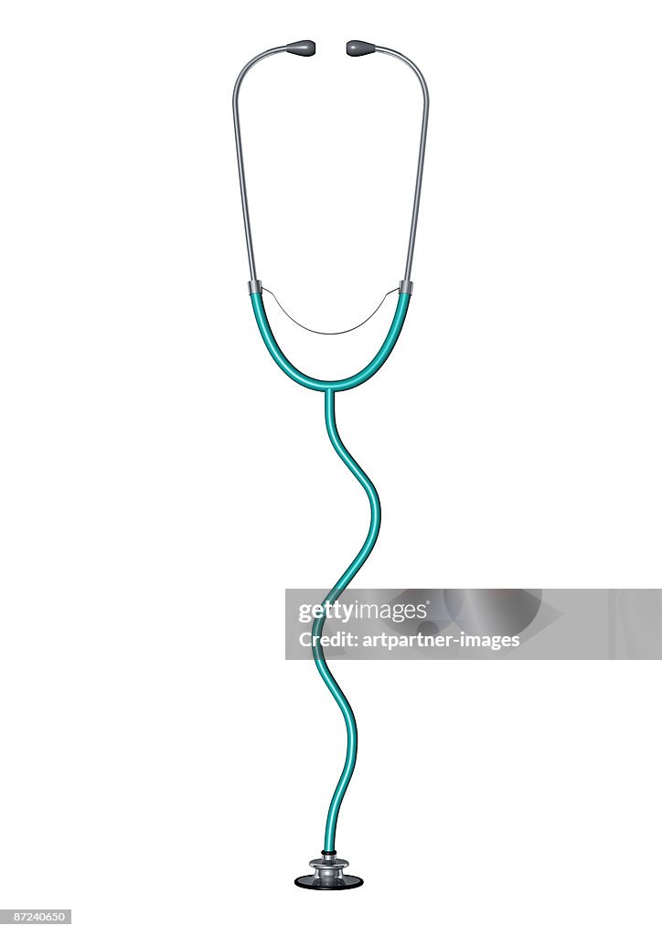 Green Stethoscope on white background