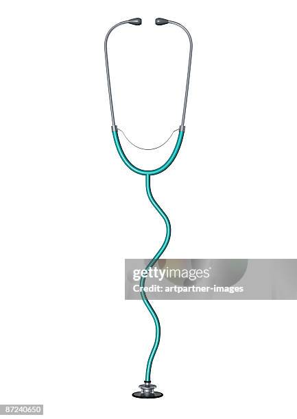 green stethoscope on white background - stethoscope stock illustrations