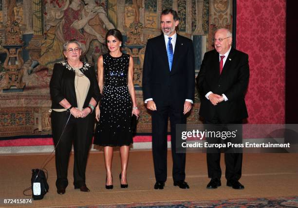 Israeli President Reuven Rivlin and wife Nechama Rivlin offer a reception in honour of King Felipe VI of Spain and Queen Letizia of Spain at El Pardo...