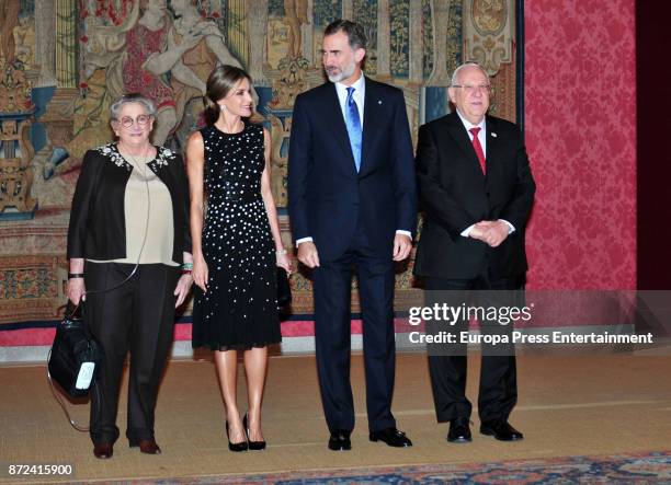 Israeli President Reuven Rivlin and wife Nechama Rivlin offer a reception in honour of King Felipe VI of Spain and Queen Letizia of Spain at El Pardo...