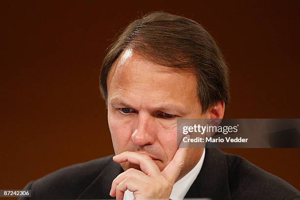 Eric Strutz, member of the board of the Commerzbank AG, looks on during the annual shareholders meeting on May 15, 2009 in Frankfurt am Main,...