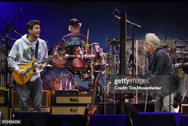 John Mayer, Bill Kreutzmann, and Bob Weir of Dead & Company perform during Band Together Bay Area Fire Benefit Concert at AT&T Park on November 9,...