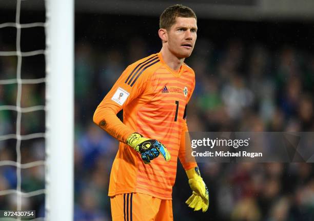 Michael McGovern of Northern Ireland in action during the FIFA 2018 World Cup Qualifier Play-Off: First Leg between Northern Ireland and Switzerland...