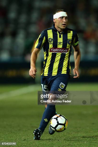 Alan Baro of the Mariners in action during the round six A-League match between the Central Coast Mariners and Sydney FC at Central Coast Stadium on...