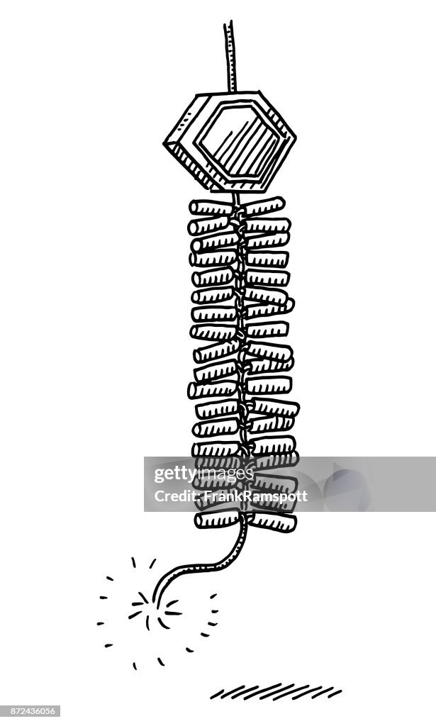 Shellcracker Drawing Chinese New Year Fire Cracker Drawing High-Res Vector Graphic - Getty ...