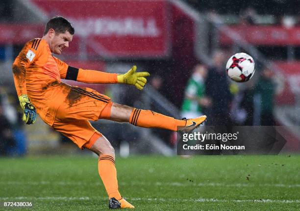 Belfast , Ireland - 9 November 2017; Michael McGovern of Northern Ireland in action during the FIFA 2018 World Cup Qualifier Play-off 1st leg match...