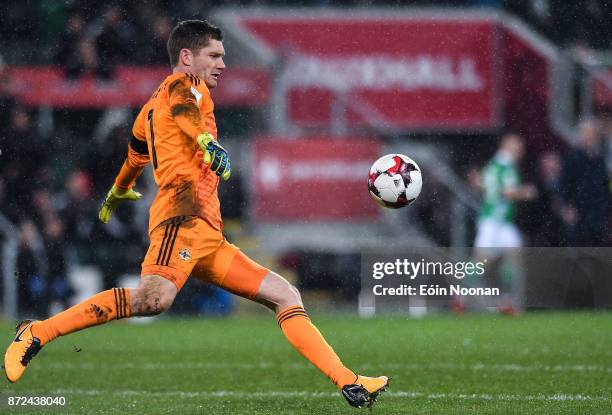 Belfast , Ireland - 9 November 2017; Michael McGovern of Northern Ireland in action during the FIFA 2018 World Cup Qualifier Play-off 1st leg match...