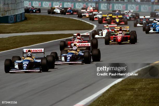 Damon Hill, Alain Prost, Gerhard Berger, Jean Alesi, Ayrton Senna, Williams-Renault FW15C, FerrariF93A, McLaren-Ford MP4/8, Grand Prix of San Marino,...