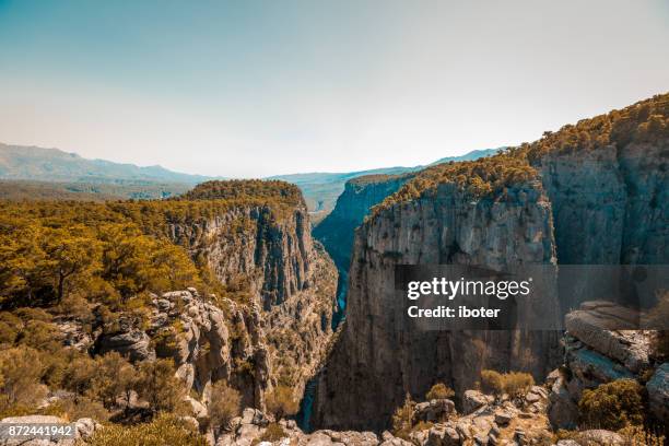 river and big rocks with tazi canyon, antalya - cliff side stock pictures, royalty-free photos & images