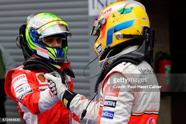 Felipe Massa, Lewis Hamilton, Grand Prix of Belgium, Circuit de Spa-Francorchamps, 07 September 2008. Felipe Massa and Lewis Hamilton after the...