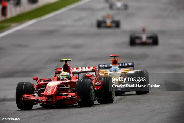 Felipe Massa, Fernando Alonso, Ferrari F2008, Renault R28, Grand Prix of Belgium, Circuit de Spa-Francorchamps, 07 September 2008.